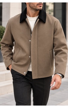 Polo State Erkek Kontrast Yaka Fermuarlı Çıtçıtlı Astarlı Ceket - Camel Polo State Erkek Kontrast Yaka Fermuarlı Çıtçıtlı Astarlı Ceket - Camel