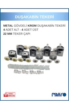 Duşakabin Tekerleği 8'li Cam Kabin Tekeri Rulmanlı Krom Metal Gövdeli Bilyalı Çift Tekerlekli Krom Duşakabin Tekerleği 8'li Cam Kabin Tekeri Rulmanlı Krom Metal Gövdeli Bilyalı Çift Tekerlekli Krom