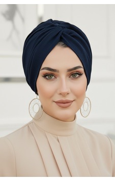Aişe Tesettür Koyu Lacivert Hazır Burgu Düğüm Bone Aişe Tesettür Koyu Lacivert Hazır Burgu Düğüm Bone