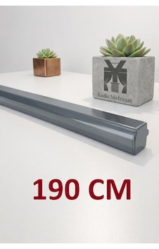 Antrasit Dekoratif Ray Alüminyum 2 Kanallı Dekoratif Metal Perde Kornişi Antrasit190cm - 855867284 Antrasit190cm
