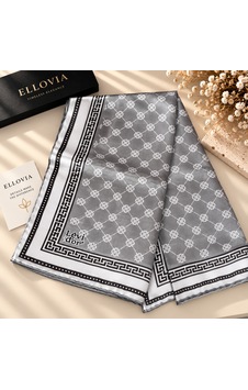 Ellovia Gri Baklava Desenli İpek Eşarp Ellovia Gri Baklava Desenli İpek Eşarp