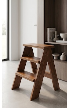 Katlanır Masif Kestane Rengi Katlanır Mutfak Merdiveni - 75 Cm Yükseklik 40 Cm Geniş Tabure Katlanır Masif Kestane Rengi Katlanır Mutfak Merdiveni - 75 Cm Yükseklik 40 Cm Geniş Tabure
