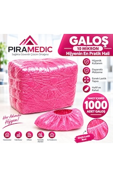 Piramedic Galoş 10 Micron 1000 Adet Pembe Galoş
