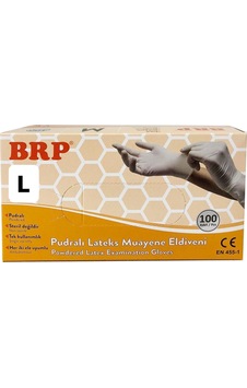 Brp Lateks Pudralı Muayene Eldiveni Large 20 x 100'lü Brp Lateks Pudralı Muayene Eldiveni Large 20 x 100'lü