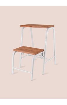 The Mia Glv0750 Ahşap 2 Basamaklı Tabure Merdiven Beyaz