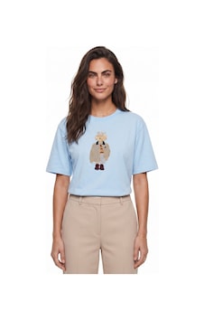 Onloox Kadın Mavi Bebe Mavisi Pamuklu Kısa Kollu Relaxed Fit Köpek Nakışlı Taş İşlemeli T-shirt Onloox Kadın Mavi Bebe Mavisi Pamuklu Kısa Kollu Relaxed Fit Köpek Nakışlı Taş İşlemeli T-shirt