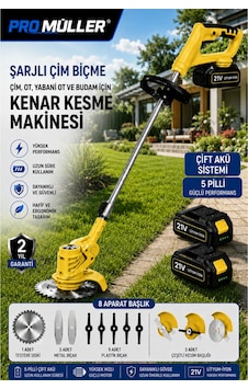 Pro Müller Profesyonel 21 V 5 Ah Teleskopik Uzatmalı Kömürsüz Turbo Motor Çift Akülü Ot Çalı Biçme Tırpanı Pro Müller Profesyonel 21 V 5 Ah Teleskopik Uzatmalı Kömürsüz Turbo Motor Çift Akülü Ot Çalı Biçme Tırpanı