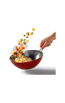 Bonera Pro - Plus Kırmızı & Titanyum 24 Cm Wok Tava Bonera Pro - Plus Kırmızı & Titanyum 24 Cm Wok Tava