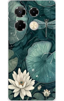 Infinix Note 40 Pro Uyumlu Yeşil Yapraklı Nilüfer Ve Yusufçuk Baskılı Silikon Kılıf Renkli Infinix Note 40 Pro Uyumlu Yeşil Yapraklı Nilüfer Ve Yusufçuk Baskılı Silikon Kılıf Renkli