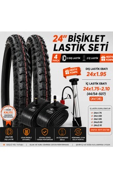 24x1.95 Bisiklet Dış Lastik Ve 24x1.75-2.10 İç Lastik Seti 2 Dış + 2 İç Lastik Av38 24x1.95 Bisiklet Dış Lastik Ve 24x1.75-2.10 İç Lastik Seti 2 Dış + 2 İç Lastik Av38