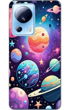 Xiaomi Mi 13 Lite Uyumlu Uzay, Gezegen Ve Yıldız Desenli Baskılı Silikon Kılıf Renkli Xiaomi Mi 13 Lite Uyumlu Uzay, Gezegen Ve Yıldız Desenli Baskılı Silikon Kılıf Renkli