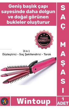Maşa Profesyonel Seramik Hızlı Isınan Hacim Veren Bukle Yapıcı Kalın Başlıklı Şık Rulo Taraklı Maşa