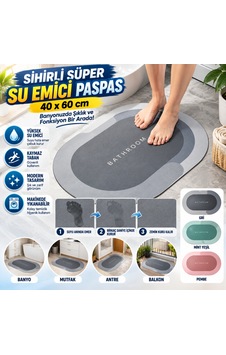 Trendexa Sihirli Süper Su Emici Kaymaz Tabanlı Oval Paspas 40 60 Cm Mac Çok Renkli Trendexa Sihirli Süper Su Emici Kaymaz Tabanlı Oval Paspas 40 60 Cm Mac Çok Renkli