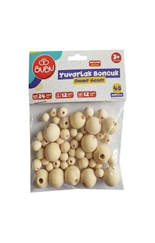 Bubu Yuvarlak Ahşap Boncuk Karışık 48li - 2 Paket Bubu Yuvarlak Ahşap Boncuk Karışık 48li - 2 Paket