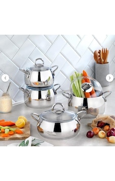 Schafer New Trendy Çelik Tencere Seti 8 Prç İnox Gri Schafer New Trendy Çelik Tencere Seti 8 Prç İnox Gri