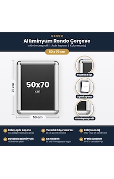 B2 Alüminyum 50x70 Rondo Çerçeve 50 x 70 CM B2 Alüminyum 50x70 Rondo Çerçeve 50 x 70 CM