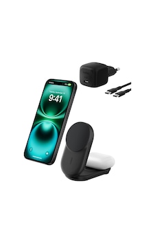 Belkin Wız039kqbk Ultracharge 2-in-1 Katlanabilir Qi2 25w Magsafe Uyumlu Kablosuz Şarj Standı - Siyah Belkin Wız039kqbk Ultracharge 2-in-1 Katlanabilir Qi2 25w Magsafe Uyumlu Kablosuz Şarj Standı - Siyah