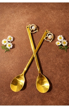 Latte Kaşığı Gold İnci Süsleme Altın Altın