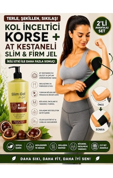 At Kestanesi Özlü Slim Jel 250 Ml Ve Termal Kol Korsesi 2'li Set Toparlayıcı Ve Sıkılaştırıcı Bakım At Kestanesi Özlü Slim Jel 250 Ml Ve Termal Kol Korsesi 2'li Set Toparlayıcı Ve Sıkılaştırıcı Bakım