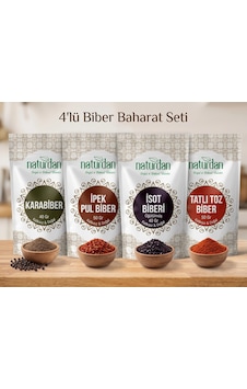 4'lü Biber Baharat Seti Karabiber 40 Gr, İpek Pul Biber 50 Gr, İsot Biber 40 Gr, Tatlı Toz Biber 5