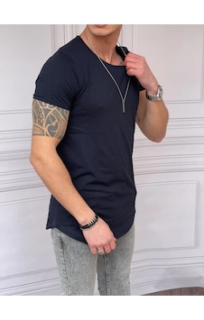 Modefendi Slim Fit Oval Kesim Pamuk Basic Tshırt Lacivert