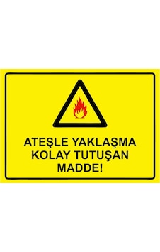 Ateşle Yaklaşma Kolay Tutuşan Madde İsg Uyarı Levhası Pvc A4 21x30 Cm