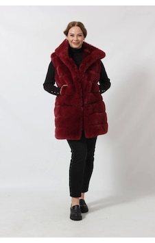 Moda Berray Etekten Kısalabilen Kapüşonlu Lüks Suni Kürk Yelek Bordo Moda Berray Etekten Kısalabilen Kapüşonlu Lüks Suni Kürk Yelek Bordo
