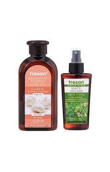 Tresan Sarımsak Onarıcı Bakım Şampuanı 300 ML + Tresan K.ağacı Özlü Saçtoniği 125 ML Tresan Sarımsak Onarıcı Bakım Şampuanı 300 ML + Tresan K.ağacı Özlü Saçtoniği 125 ML