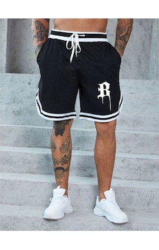 Altamira Erkek Siyah B Baskılı Oversize Şeritli Şort 001 Altamira Erkek Siyah B Baskılı Oversize Şeritli Şort 001