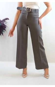 2k Moda Çizgi Kemerli Pantolon Füme 001 2k Moda Çizgi Kemerli Pantolon Füme 001