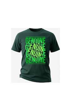 Urbantrendstore Unisex Beyaz Genuine Baskılı Oversize Fit Rahat Geniş Salaş T-shirt Günlük Tişört Yeşil