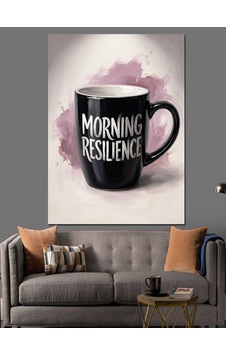 Morning Resilience Yazılı Siyah Kupa Dekoratif Kanvas - Mdf Ahşap Tablo Morning Resilience Yazılı Siyah Kupa Dekoratif Kanvas - Mdf Ahşap Tablo