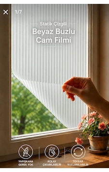 Deconitte Statik Pliseli Görünüm Buzlu Cam Filmi Yapışkansız Mahremiyet Pencere Kaplama Folyo Pvc Ev 60x100cm Deconitte Statik Pliseli Görünüm Buzlu Cam Filmi Yapışkansız Mahremiyet Pencere Kaplama Folyo Pvc Ev 60x100cm