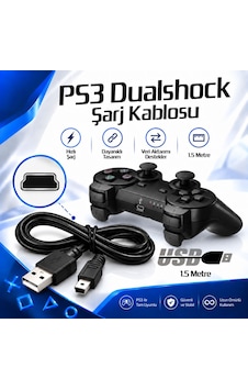 Ps3 Dualshock Şarj Kablosu 1.5 Metre Mini Usb 5 Pin Playstation 3 Oyun Kolu Şarj Data Kablosu Ps3 Dualshock Şarj Kablosu 1.5 Metre Mini Usb 5 Pin Playstation 3 Oyun Kolu Şarj Data Kablosu