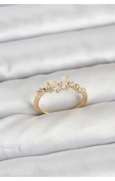 Kelebek Model Gold Renk Pirinç Kadın Yüzük Altın - Beyaz 50889658 Kelebek Model Gold Renk Pirinç Kadın Yüzük Altın - Beyaz 50889658