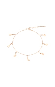 Brezza Lusso Jewelry Yıldızlı Model Zirkon Taşlı Sallantılı Gümüş Kadın Ayak Halhal Rose Rose Gold
