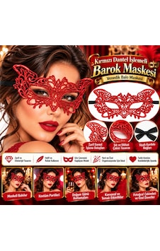 NessiWorld Kırmızı Dantel İşlemeli Barok Maskesi Venedik Balo Maskesi NessiWorld Kırmızı Dantel İşlemeli Barok Maskesi Venedik Balo Maskesi
