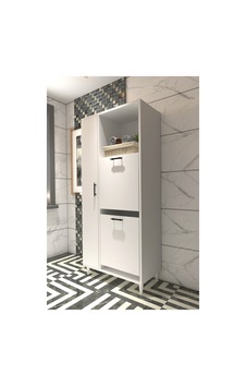 Menekşe 2'li Çamaşır Sepetli Çok Amaçlı Banyo Dolabı Kapaklı Düzenleyici Dolap Beyaz Menekşe 2'li Çamaşır Sepetli Çok Amaçlı Banyo Dolabı Kapaklı Düzenleyici Dolap Beyaz