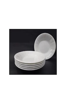 6 Adet Beyaz Oluklu Melamin Çukur Yemek Tabağı 18x3,5 Cm Pilav Kuru Nohut Sulu Yemek Kabı Beyaz