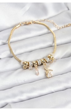 Gold Renk Tinkerbell Charmlı Kadın Bileklik Pirinç Çok Renkli Gold Renk Tinkerbell Charmlı Kadın Bileklik Pirinç Çok Renkli