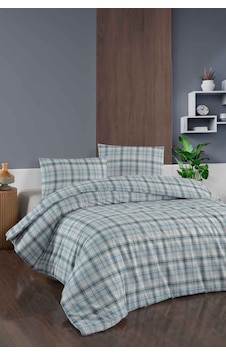 Menderes Home Cotton Collection Flanel R Çift Kişilik Nevresim Takımı Ekose Mavi