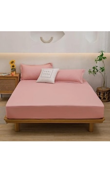 %100 Pamuk Tek Kişilik Lastikli Çarşaf, Yastık Kılıfı 2 Adet - Pembe %100 Pamuk Tek Kişilik Lastikli Çarşaf, Yastık Kılıfı 2 Adet - Pembe