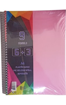 6+3 Ayraçlı Defter 9 Konulu 225 Yaprak 1 Adet 6 Kareli 3 Çizgili Spralli Plastik Kapak Seperatörlü Pembe