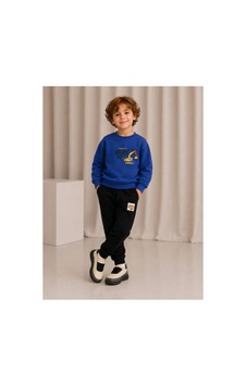 Toikids Erkek Çocuk Baskılı Sweatshırt Eşofman Takımı Mavi