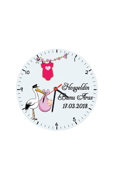Biresimden-Hediye Hoşgeldin Kız Bebek Hediyesi Cam Duvar Saati Biresimden-Hediye Hoşgeldin Kız Bebek Hediyesi Cam Duvar Saati