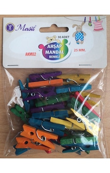30 Adet Ahşap Renkli Mini Mandal Fotoğraf Mandalı