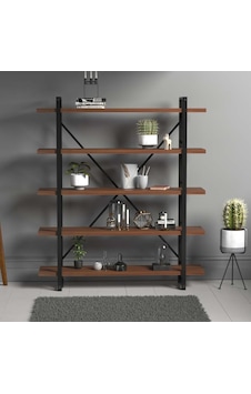 Evdemo Wood Metal Kitaplık Ceviz Evdemo Wood Metal Kitaplık Ceviz