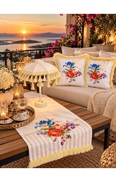 Missidea Romantic Bloom Desenli Dekoratif Masa Üstü Lambası Bali Şemsiyesi Seti Şemsiye + Runner + 2 Li Kırlent Kılıfı Krem Missidea Romantic Bloom Desenli Dekoratif Masa Üstü Lambası Bali Şemsiyesi Seti Şemsiye + Runner + 2 Li Kırlent Kılıfı Krem