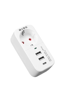 S-link Sl-011 16a-250v 750 Joule 2 Usb 1 Type C 5v2.4a Akım Korumalı Tekli Priz 150 CM S-link Sl-011 16a-250v 750 Joule 2 Usb 1 Type C 5v2.4a Akım Korumalı Tekli Priz 150 CM