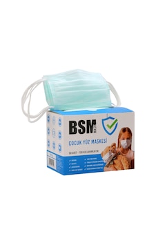 Bsm Yassı Lastikli Cerrahi Çocuk Maskesi 50 Adet